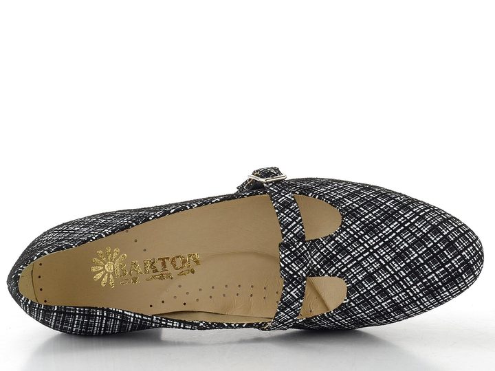 Barton lodičky s nártovým páskem černo-bílý vzor 2642