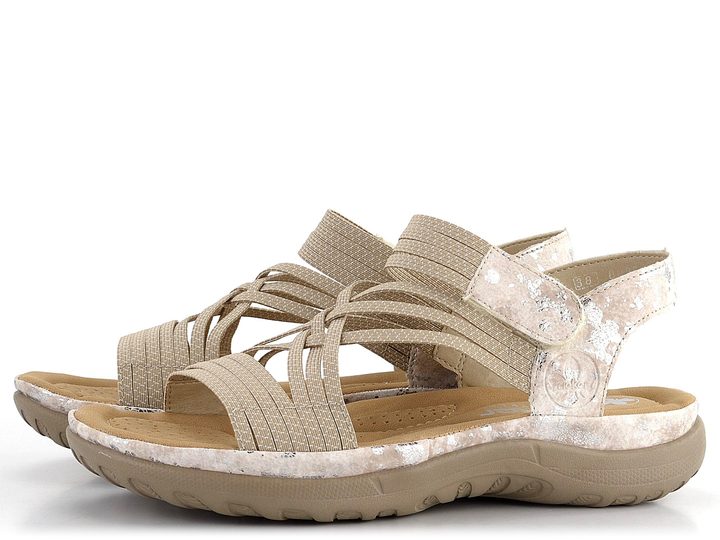 Rieker sandále s gumičkami béžové 64888-60
