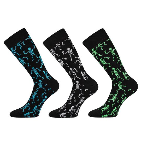Lonka luxusné ponožky čierne Deskeleton / 3 páry