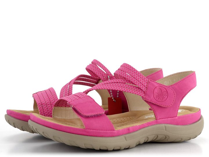 Rieker růžové sandály s gumičkami 64870-31