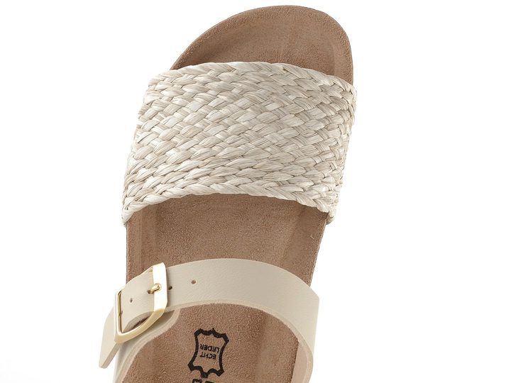 BIO Life fuzbetové pantofle na klínku béžové/lýko 2453.28 Peggy/879