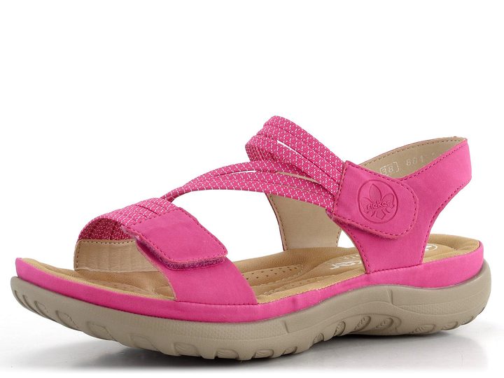 Rieker ružové sandále s gumičkami 64870-31