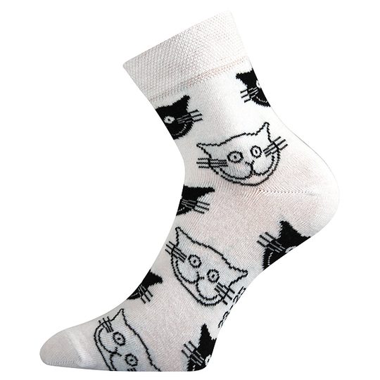 Komfortní ponožky Xantipa bílé/černé kočky