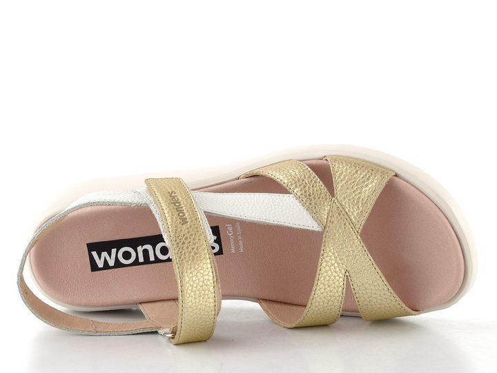 Wonders sandály na suchý zip platino/off C-6552