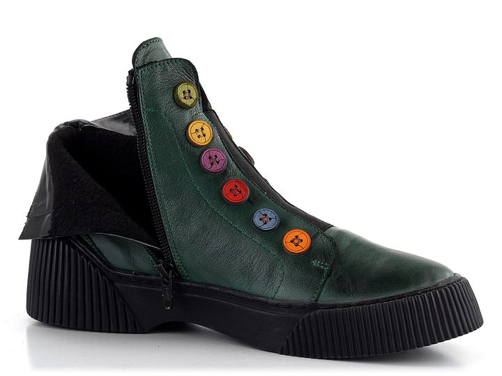 Karyoka dámský kotník s barevnými knoflíky tmavě zelený 3100-472