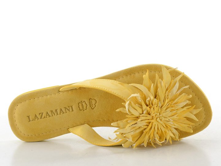 Lazamani žabky se střapatou květinou yellow LA33800