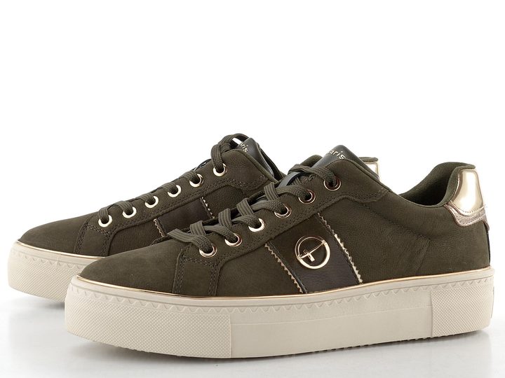 Tamaris tenisky na platforme olive nubuc 1-23724-42
