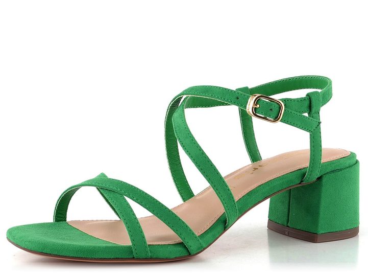 Tamaris zelené pásikové sandálky na podpätku Green 1-28204-20