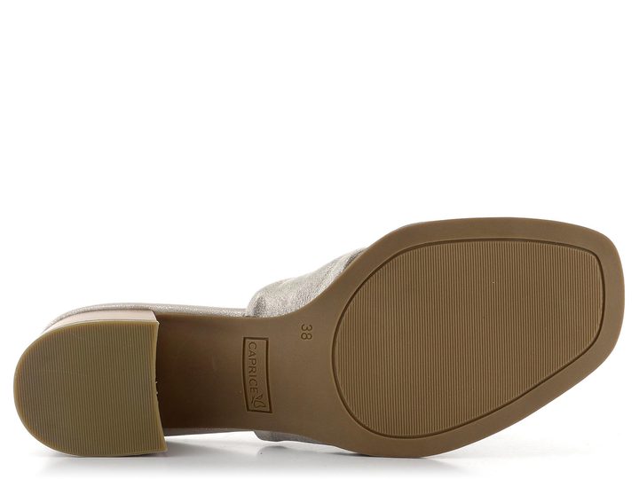 Caprice kožené šľapky na podpätku Stone Metallic 9-27204-20