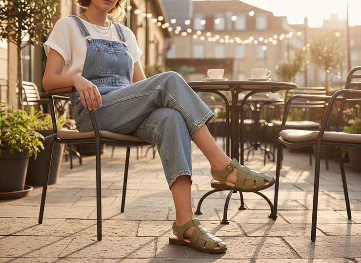 Fly London sandály s plnou špičkou smog P145437001