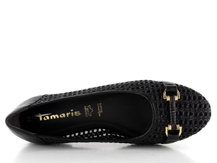 Tamaris baleríny s prerezávaným vzorom Black 1-22138-44