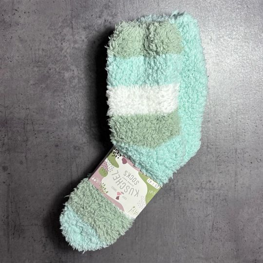 Dámské hebké žinylkové domácí ponožky 2 páry mátová/pruh