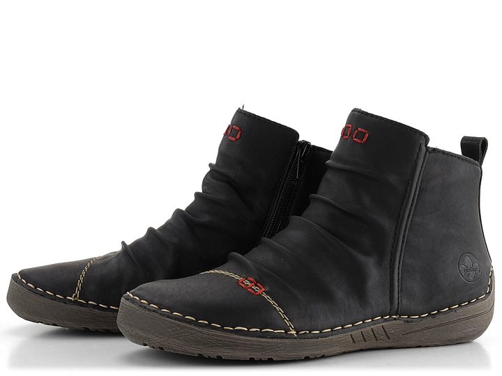 Rieker řasený kotník černý 52583-00