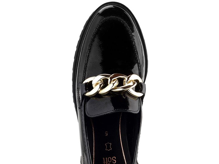 Ara kožené mokasíny lakované černé Kent 12-31209-11