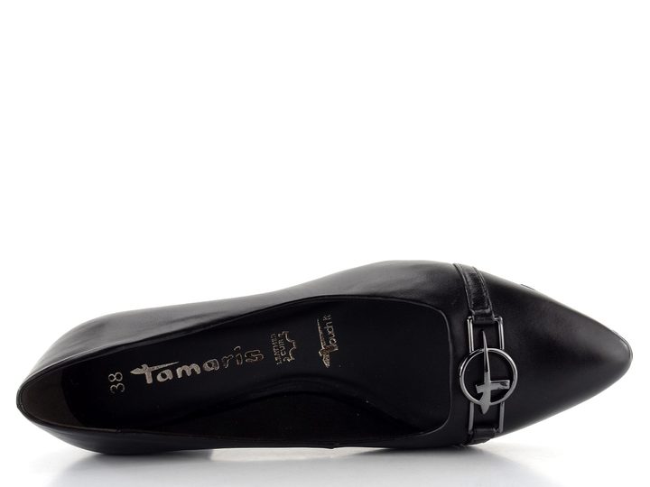 Tamaris kožené lodičky se širokým podpatkem černé 1-22313-43