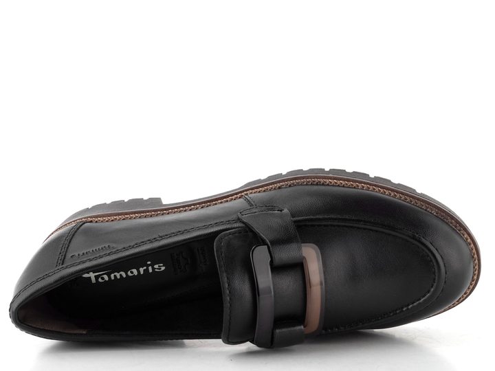 Tamaris mokasíny na vysokej podošve black leather 1-24722-43