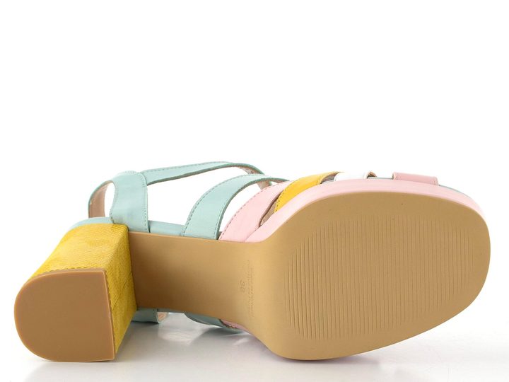 Fly London sandály na podpatku yellow/pale pink/white/spearmint P145455001