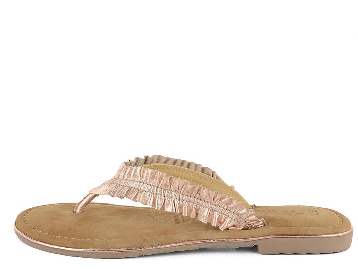 Tamaris pantofle žabky řasené rose metalic 1-27110-22