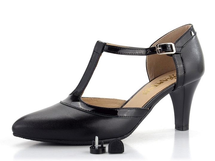 Barton elegantní lodičky s T páskem černé/lak R2463