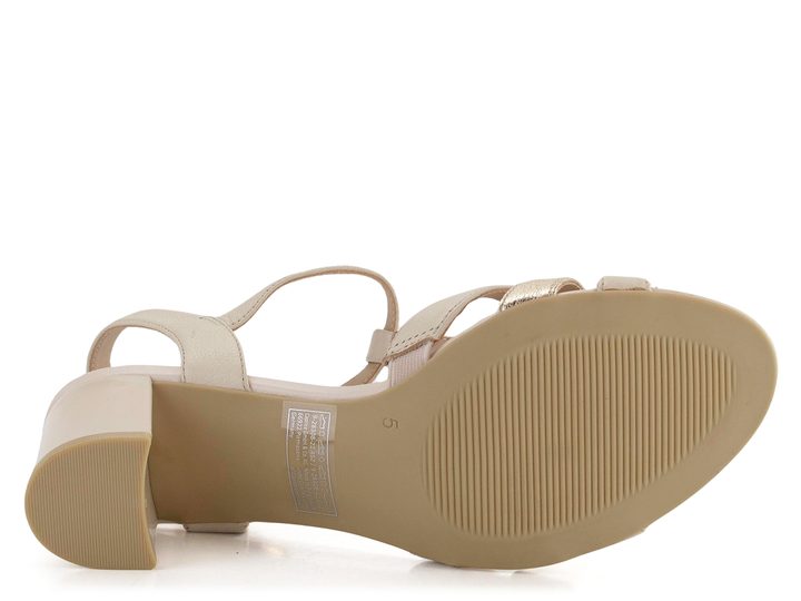 Caprice kožené sandály na podpatku Cream/Gold 9-28308-42