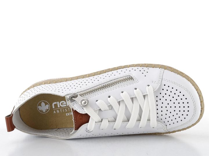 Rieker perforované šněrovací polobotky bílé N2405-80