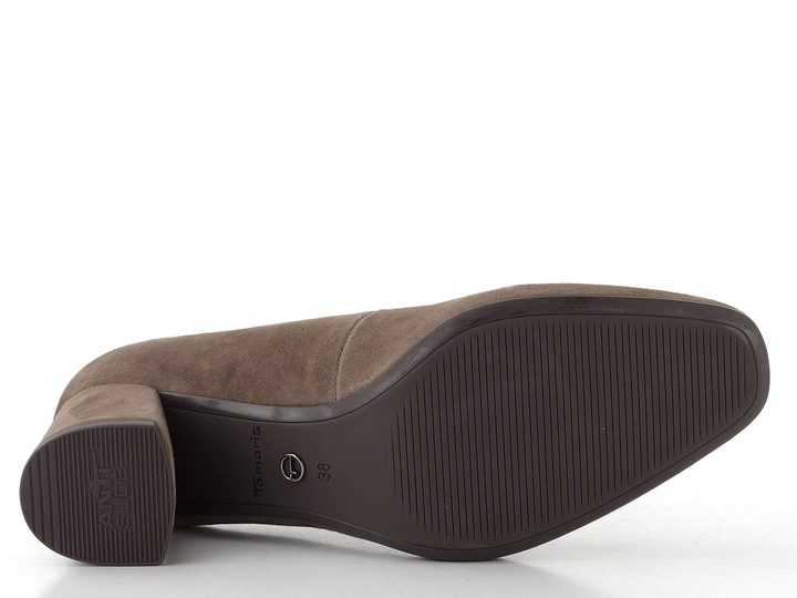 Tamaris lodičky se širokým podpatkem taupe suede 1-22437-47