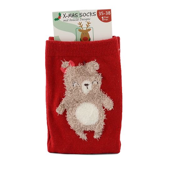 Vánoční ponožky s medvídětem červené 6180001