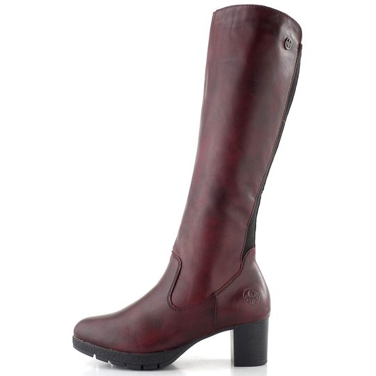 Rieker hladké kozačky vínové 77684-35