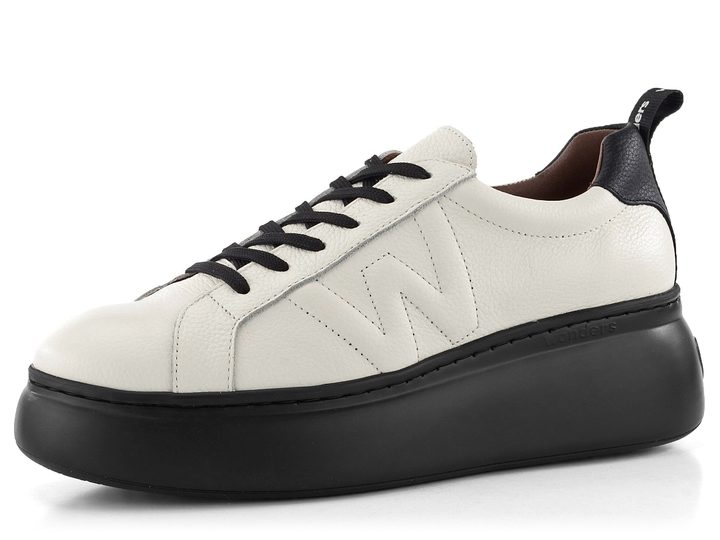 Wonders dámske sneakers poltopánky na kline bielo-čierne A-2603 Milk