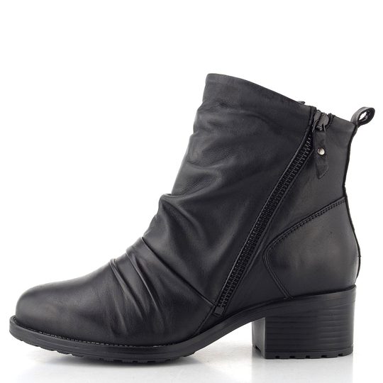 Creator kotník na podpatku se dvěma zipy Soft black IB 24595