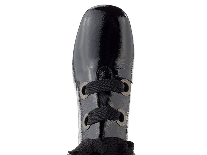 Hispanitas lakovaný šněrovací kotník na podpatku Varsovia black HI265052