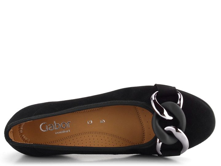 Gabor baleríny semišové černé s řetízkem Comfort 42.625.47