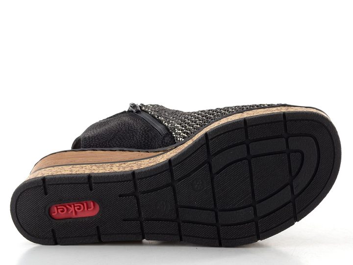 Rieker římské sandály na klínu černé 63791-01