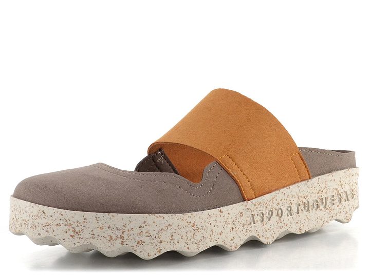 Asportuguesas šľapky s plnou špičkou taupe/camel P018176009