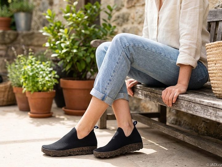 Asportuguesas nazúvacie úpletové poltopánky Care black P018019026