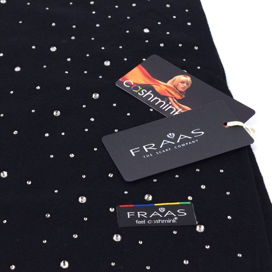 Fraas elegantní kašminkový šál s kamínky černý 623546-998