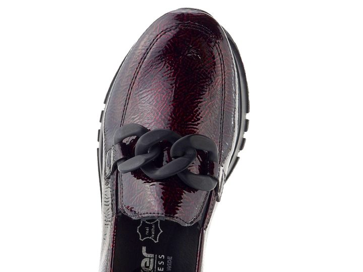 Rieker lakované mokasíny bordeaux/black 49051-35