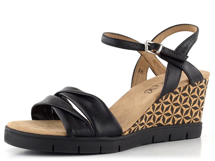 Caprice sandály na klínu Black 9-28710-20