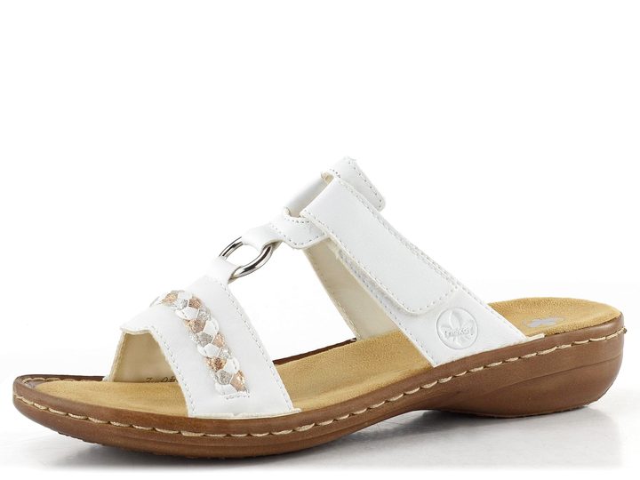 Rieker bílé pantofle s ozdobným copánkem 60888-80