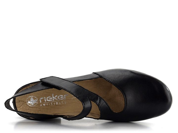 Rieker poltopánky s voľnou pätou a priehlavkovým pásikom čierne 41697-00