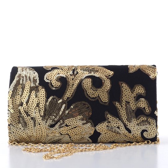 Bulaggi černé společenské psaníčko s flitry Flower gold BU-32690