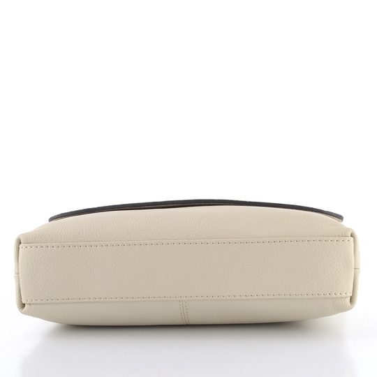 Dámská kožená crossbody kabelka s klopou Offwhite LG 046