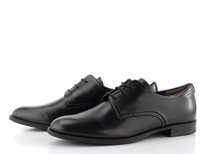 Tamaris kožené šnurovacie poltopánky black 1-23201-44
