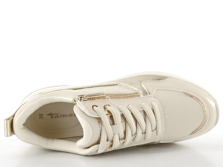 Tamaris tenisky se zipem ivory/gold 1-23754-45