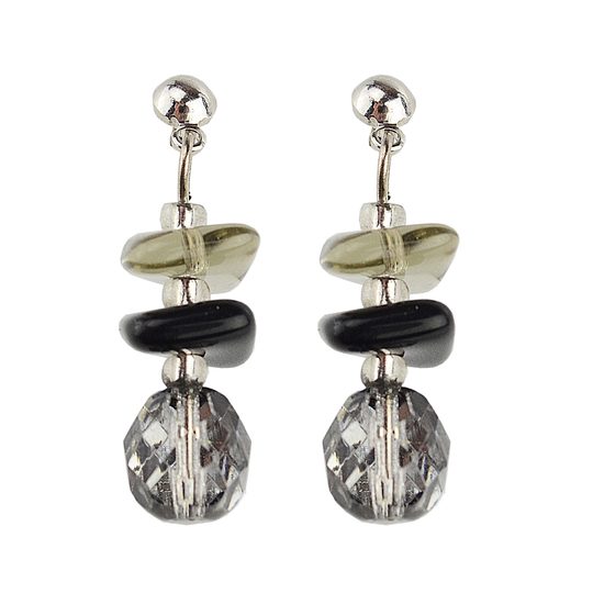 Náušnice na puzetu visací černé/hematit