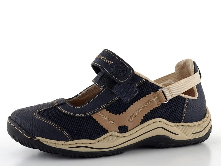 Rieker otvorené poltopánky na suchý zips modré L0575-14