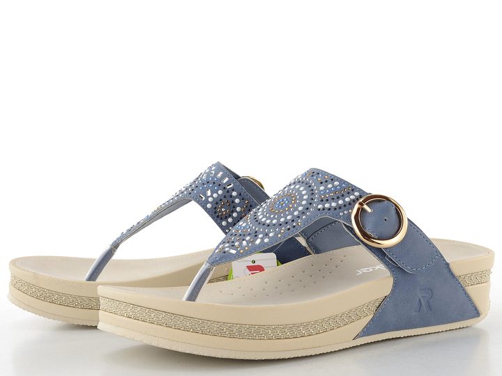 Rieker žabky s kamínky indigo V1465-14