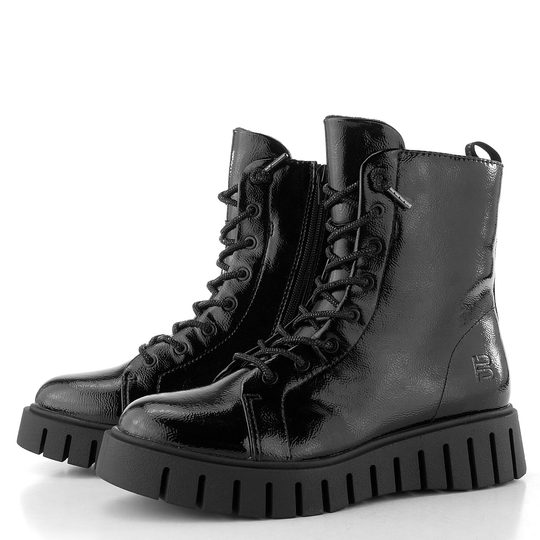 TT.BAGATT lakovaný zipový kotník na platformě černý D31-AO137-5700