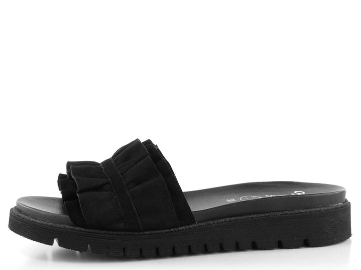 Ara dámske šľapky Kent-Sport riasené čierne 12-28121-01