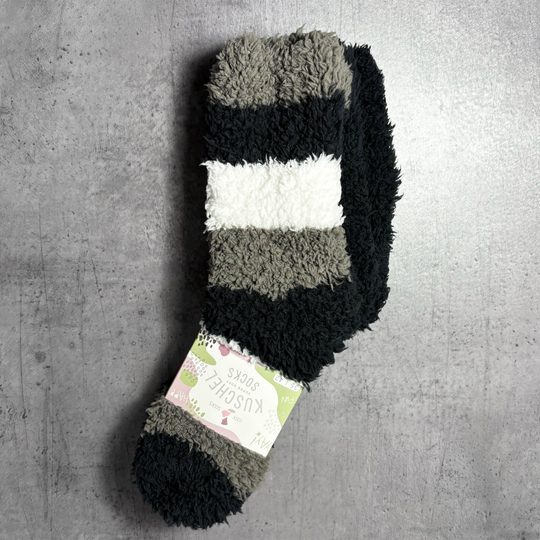 Dámské hebké žinylkové domácí ponožky 2 páry černá/pruh